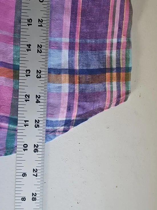 Ralph Lauren Linen Plaid Button Down Shirt Mens Small Pony Logo Summer - Picture 5 of 8